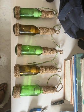 Glass Upcycle, Boho Lights, Recycled Beer Bottles, Beer Bottle Crafts, Bottle Chandelier, Bottom Of The Bottle, Alcohol Bottles, Diy Recycle, Diy Bottle