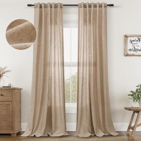 PRICES MAY VARY. BASIC INFORMATION:Includes 2 linen panels, each 40 inches wide by 84 inches long. Hang curtain panels in 3 different looks: with back rings to hide the curtain rod for an elegant pleated effect, with 3-inch rod pockets for a classic look, or with clip rings for easy sliding closure (clip rings not included). You can also pair these lovely curtains with blinds or shades for added transparency and privacy. NATURAL LINEN BLEND:The curtains are made from a blend of 30% natural linen Curtains Living Room Modern Luxury, Brown Curtains Living Room, Brown Curtains Bedroom, Beige Curtains Living Room, Bedroom Modern Luxury, Luxury Curtains Living Room, Tan Curtains, Semi Sheer Curtains, Cow House