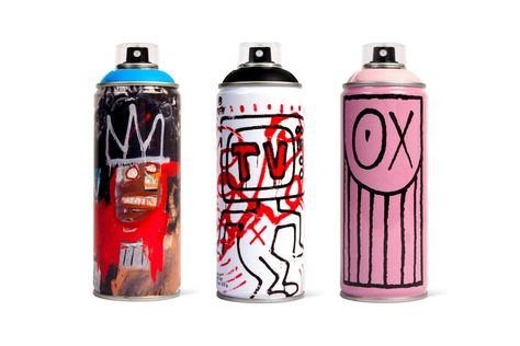 Jean-Michel Basquiat, Keith Haring & André Saraiva Custom Spray Paint Cans Spray Can Art, Spray Paint Cans, Color Spray, Spray Paint Art, Jean Michel Basquiat, Tableau Art, Spray Can, Keith Haring, Paint Cans