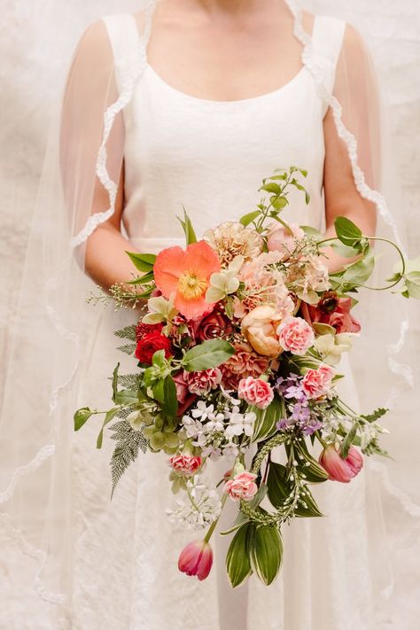 Simple Cascading Wedding Bouquets, Small Cascade Wedding Bouquet, Cascading Wildflower Bridal Bouquet, Small Cascade Bouquet, Small Cascading Wedding Bouquets, Nikah Bouquet, Wedding Bouquets Small, Bridal Bouquet Cascade, Carnation Wedding Flowers