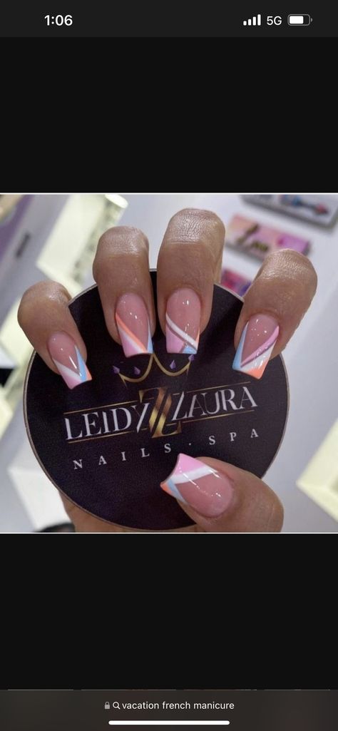 Vacation Holiday Nails, Dominican Republic Nail Ideas, Nail Ideas Tropical, White Nails Vacation, Light Pink Vacation Nails, Miami Vice Nails, Carribean Vacation Nails, Vacation Nails 2024, Hawaii Vacation Nails