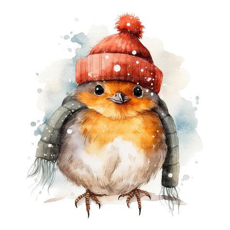 12 Robin in Wool Hat Clipart, Christmas Robin, Printable Watercolor Clipart, High Quality Jpgs, Digital Download, Paper Craft, Junk Journal - Etsy Hat Clipart, Christmas Robin, Illustration Noel, Clipart Christmas, Holiday Illustrations, Christmas Illustration, Christmas Images, Christmas Watercolor, Wool Hat