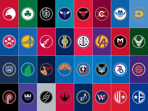 NBA Alternate Logos Complete Nba Dream Team, Nba Logos, Conference Logo, Mlb Wallpaper, Celtics Basketball, Sports Logo Inspiration, Logo Quiz, Nba Basketball Art, Logo Basketball