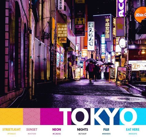 Dreamy beaches, vibrant markets, and neon nightlife are found in cities across the world. Inspiration is too, if you know where to look. Dive in to the color themes of 12 of the world's most lush and lively cities. Japanese Collage, Historic Colours, New York Taxi, Terracotta Roof, Tokyo Night, Cities Around The World, Living Room Color Schemes, Neon Nights, Classic Architecture