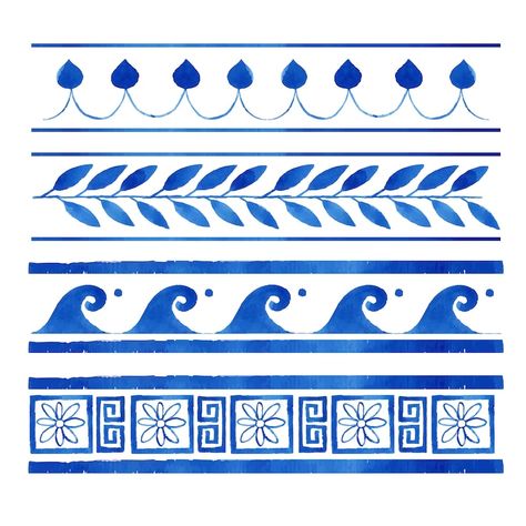 Greek Designs Pattern, Greek China Pattern, Greek Cards Design, Greek Textiles Patterns, Greece Pattern Design, Greek Frame Design, Greek Inspired Painting, Greek Murals Wall Art, Greek Decor Ideas