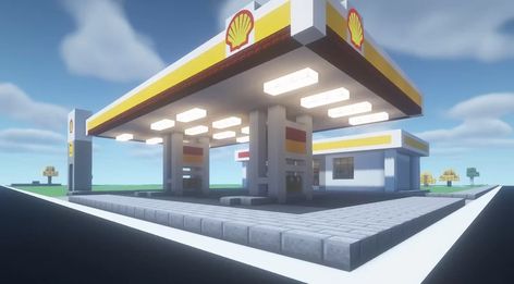 Semi Realistic Shell Gas Station Minecraft Map Gas Station Minecraft, Minecraft Gas Station, Shell Gas Station, Semi Realistic, Minecraft City, Minecraft Map, Gas Stations, Minecraft Ideas, Gas Station