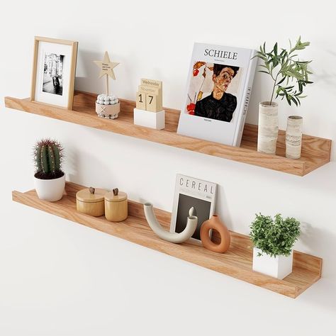 Amazon.com: Axeman Oak Floating Shelves 36 Inch Picture Ledge Shelf Set of 2, Solid Wood Shelves with Lip for Wall Decor Storage Bedroom Living Room Bathroom Kitchen, Black : Home & Kitchen Shallow Shelf Decor, Floating Shelves Above Couch, Shelves With Lip, Picture Ledge Shelf, Oak Floating Shelves, Wall Decor Storage, Ledge Shelf, Storage Bedroom, Picture Ledge