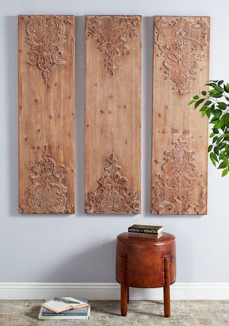 Wall panelling is the ideal way to add impactful style and texture to a plain room or hide imperfections on the walls. Carved Wood Wall Panels, Carved Wood Wall Decor, Carved Wall Decor, Wood Wall Panels, Carved Wood Wall Art, Wooden Panels, Antique Frame, Wooden Wall Panels, Into The Wood