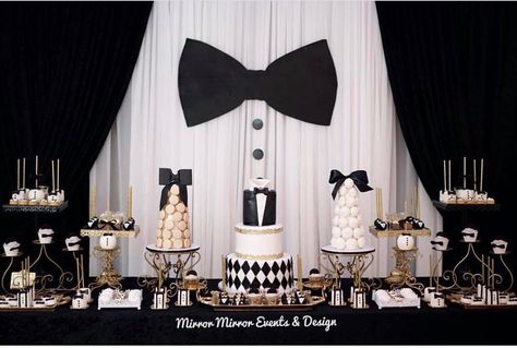 Black and White Party bow tie party James Bond Party, Bow Tie Party, Decoration Vitrine, Mens Birthday Party, Events Design, Man Party, 50th Birthday Party, White Party, Man Birthday