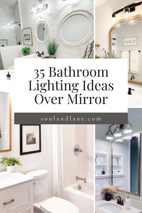 Illuminate your space with these radiant bathroom lighting ideas strategically placed above the mirror. From sleek modern fixtures to timeless designs, explore the diverse options that can transform your bathroom into a well-lit sanctuary. These ideas can enhance both functionality and style, making your bathroom a bright and inviting oasis. Light Above Bathroom Vanity, Different Size Mirrors In Bathroom, Wall Light Bathroom Mirror, Lights Above Bathroom Sink, Powder Room Lighting Above Mirror Ideas, Bathrooms With Can Lights Only, Vanity Mirror Lighting Ideas, Small Bathroom Mirror Lighting, Bathroom Over Sink Lighting