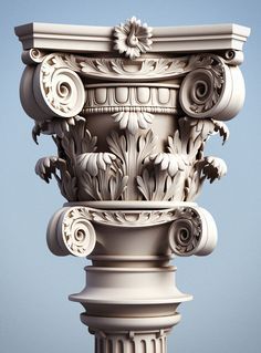 Decorative Columns, Pillar Design, Roman Architecture, 3d Street Art, Classic Architecture, Carving Designs, 3d Artwork, Art Antique, Greek Art