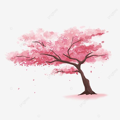 Cherry Blossom Bonsai Tree Drawing, Cherry Blossom Tree Reference, Easy Cherry Blossom Tree Painting, Cherry Blossom Tree Watercolor Painting, Cherry Blossom Drawing Pencil, Drawing Cherry Blossom Tree, Sakura Tree Reference, Watercolor Cherry Tree, Blossom Tree Drawing Easy