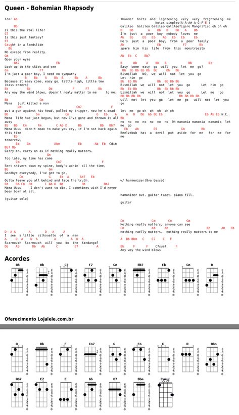 Bohemian Rhapsody Bohemian Rhapsody Guitar Tab, Akordy Na Ukulele, Ukelele Chords Ukulele Songs, Queen Bohemian Rhapsody, Easy Ukulele Songs, Learning Ukulele, Akordy Gitarowe, Ukulele Chords Songs, Uke Songs