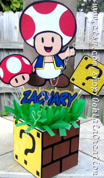 Toad Centerpiece Arcade Party, Mario Brothers Birthday Party, Pixel Planet, Mario Bros Birthday Party Ideas, Nintendo Party, Mario Bros Cake, Super Mario Bros Birthday Party, Mario E Luigi, Mitzvah Themes