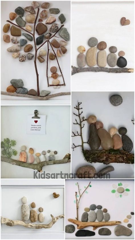 Pebble People Art Ideas for Kids - Kids Art & Craft Diy Rock Art Pictures, Pebble And Shell Art Ideas, Simple Rock Art Ideas, Creative Stone Art, Engraving Craft Ideas, Rock And Pebble Art, Mom Pebble Art, Pebble Family Art, Stone Family Art