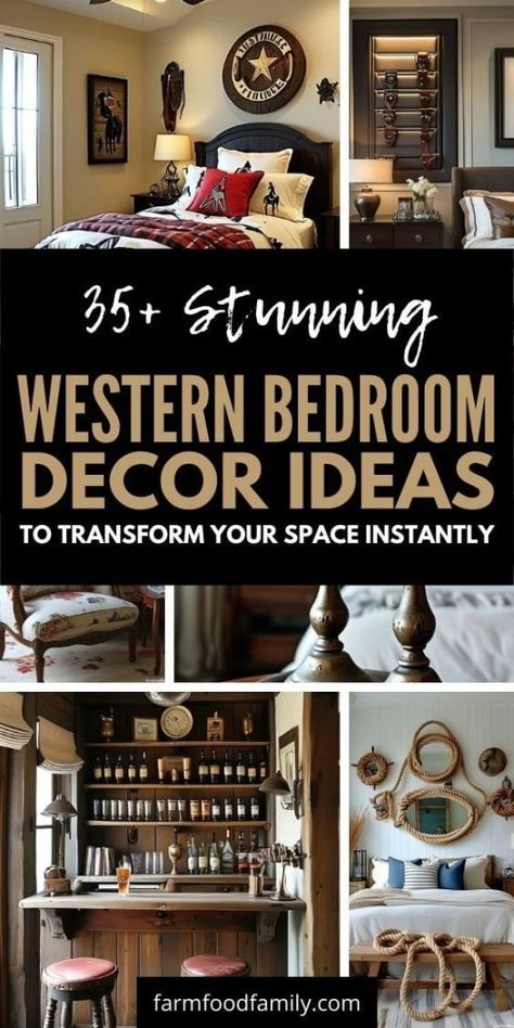 35 Gorgeous Western Bedroom Ideas for a Cozy, Rustic Retreat 74 Modern Western Bedroom, Western Bedroom Ideas, Funky Bedroom Decor, Coastal Chic Living Room, Japandi Living Room Design, Country Bedroom Design, Burgundy Living Room, Western Style Interior, Country Style Bedroom