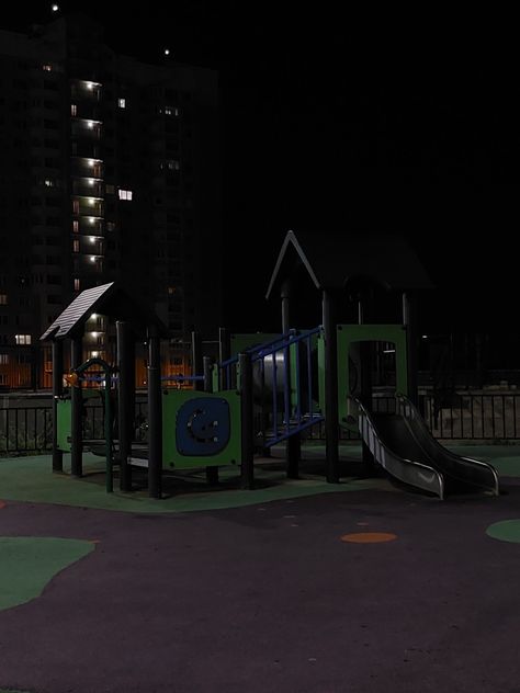 Playground Astethic, Weirdcore Playgrounds, Park Playground Aesthetic, Scary Playground, Dark Playground, Playground At Night, Kidcore Background, Abandoned Playground, Playground Aesthetic