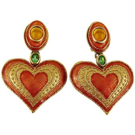 Preowned Yves Saint Laurent Ysl Vintage Salome Heart Dangling Earrings ($472) ❤ liked on Polyvore featuring jewelry, earrings, ysl, multiple, heart shaped earrings, heart jewelry, vintage earrings, vintage jewelry and gold tone earrings Big Earrings Gold, 70s Accessories, Ysl Vintage, Lizzie Hearts, Saint Laurent Vintage, 70s Vintage Fashion, Vintage Ysl, Heart Shaped Earrings, Classy Jewelry