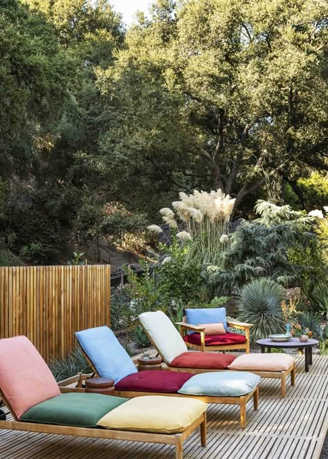 Garden Cake, Pool Chairs, California Homes, Architectural Digest, Handmade Home, Outdoor Fabric, New Furniture, Fairy Garden, In The Middle