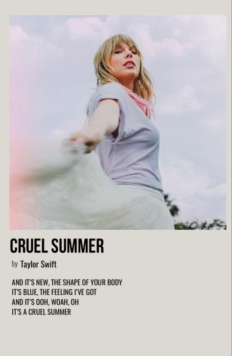 Cruel Summer Taylor Swift Polaroid Poster, Cruel Summer Polaroid Poster, Taylor Swift Cruel Summer Poster, Taylor Swift Song Poster, Cruel Summer Aesthetic, Cruel Summer Taylor Swift, Taylor Swift Cruel Summer, Song Cards, Picture Song