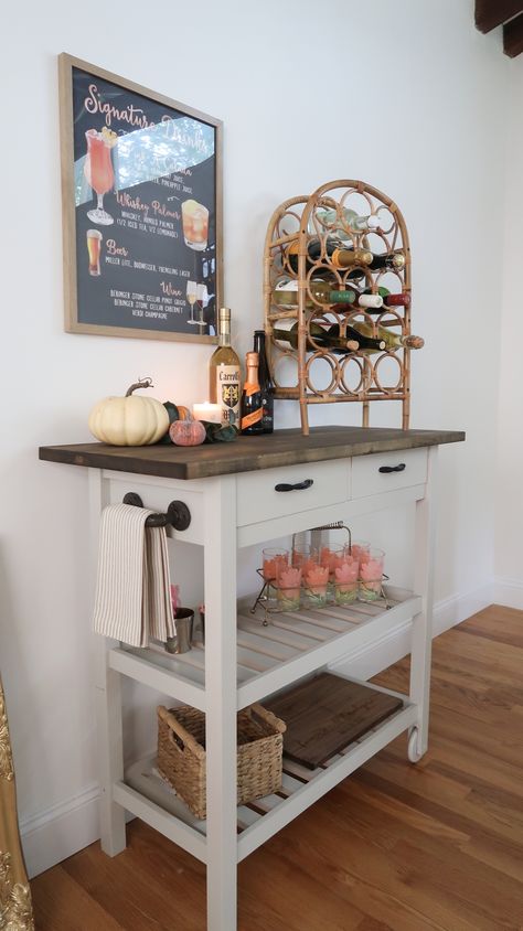 Ikea Forhoja Hack, Ikea Coffee Bar, Kitchen Cart Makeover, Diy Bar Table, Ikea Kitchen Cart, Diy Dining Room Table, Ikea Kitchen Island, Table Ikea, Fall Living Room Decor