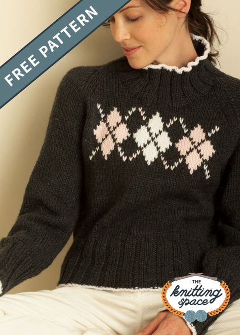 Bernat Super Value Yarn, Crochet Sweater Pattern Free, Argyle Sweater, Sweater Crochet Pattern, Sweater Knitting Patterns, Knitting Women Sweater, Pattern Sweater, Free Knitting Pattern, Sweater Pattern