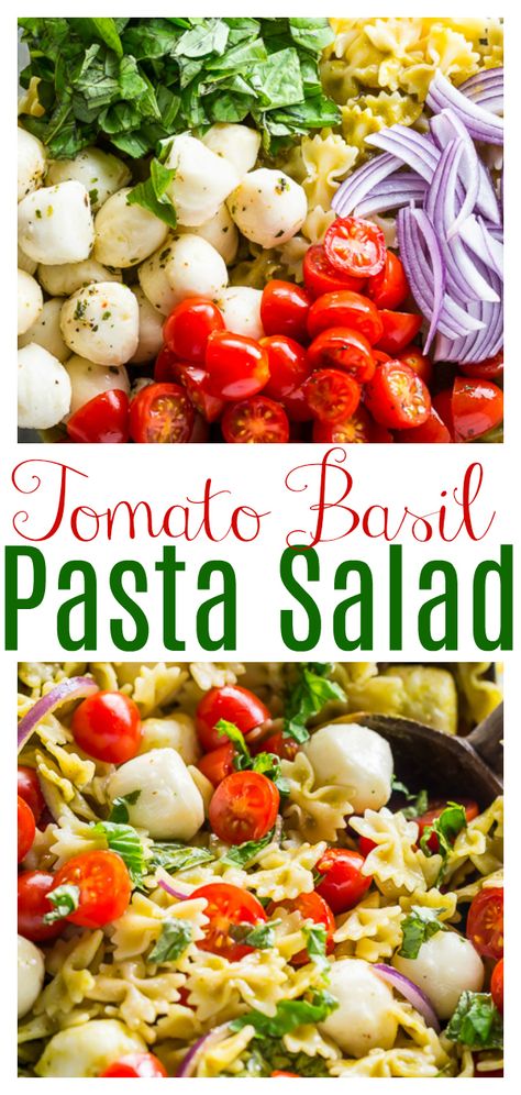 20-Minute Tomato, Basil, and Mozzarella Pasta Salad - Baker by Nature Tomato Basil Pasta Salad, Mozzarella Pasta Salad, Salad Potluck, Picnic Salad Recipes, Tomato Basil And Mozzarella, Cold Sides, Picnic Salads, Basil Pasta Salad, Picnic Salad