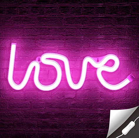 Lumoonosity Love Neon Sign, USB Powered Pink Love Light Led Neon Signs with On/Off Switch, Love Led Sign for Wall Decor, Aesthetic Hanging Love Signs, Led Love Neon Light for Bedroom, Game Room Setup - - Amazon.com Sleepover Room, Bedroom Gaming, Neon Lights Bedroom, Wall Decor Aesthetic, Hanging Bedroom, Love Neon Sign, Light Up Signs, Neon Sign Bedroom, Gaming Room Setup