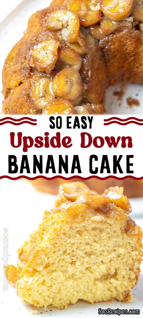 Got ripe bananas you need to use up? This Banana Upside Down Cake is a fantastic choice! With caramel-coated banana slices and an incredibly moist cake, it's a dessert that always wows. Banana And Caramel Cake, Dessert Recipes Using Ripe Bananas, Banana Upside Down Cake Recipe, What To Do With Ripe Bananas, Ripe Banana Recipes Easy, Recipes With Ripe Bananas, Banana Cake Recipes, Upside Down Banana Cake, Bananas Foster Cake