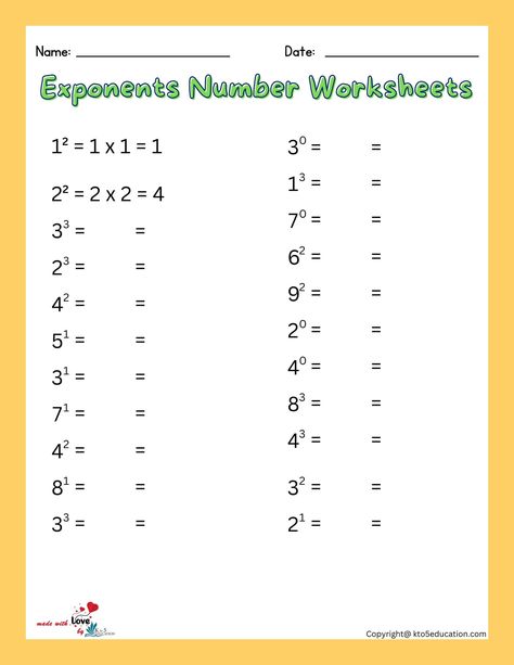 Simple Exponents Worksheet For Practice | FREE Download Check more at https://kto5education.com/simple-exponents-worksheet-for-practice/ Exponents Worksheet Class 7, Exponents Practice, Teaching Exponents, Exponent Activities, Grade 6 Math Worksheets, Exponent Worksheets, Math Practice Worksheets, Grade 6 Math, Math Patterns