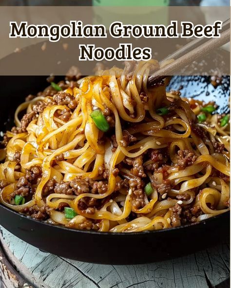 Beef Stragonoff Recipe, Mongolian Ground Beef Noodles, Ground Beef Noodles, Mongolian Ground Beef, Minced Beef Recipes, Main Salad, Homemade Chinese Food, Mongolian Beef Recipes, Ground Beef Pasta