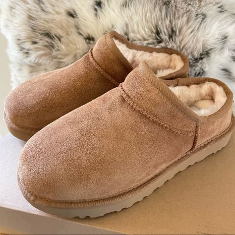 Ugg Women's Classic Suede Sheepskin Slide Slippers Chestnut Us6,7,8,9 New In Box 100% Authentic!! Price Is Firm. This Slipper Has Everything You Love About The Classic Boot With Even More Comfort Thanks To A Memory Foam Insole That Forms To Your Foot. Water-Resistant Suede, Plush Natural Wool, And A Lightweight, Flexible Outsole Come Together To Make The Classic Slipper The New Standard In Laidback Luxury. Details: Water-Resistant Suede Uggpure Wool Lining Memory Foam And Uggpure Wool Insole Eva Outsole