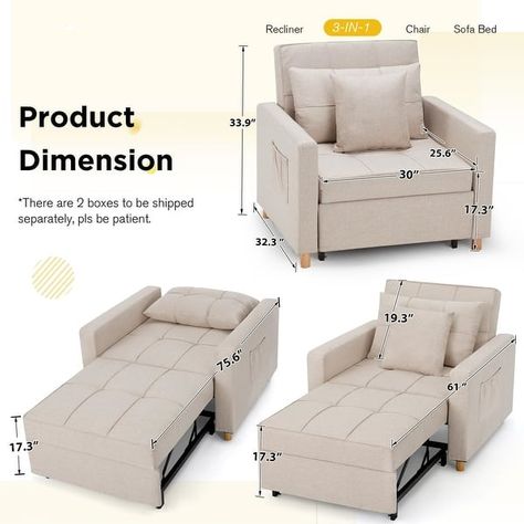 AECOJOY Adjustable Sleeper Chair Bed 3-in-1 Convertible Futon Sofa - On Sale - Bed Bath & Beyond - 37780015 Collage House, Sofa Cama Individual, Adjustable Sofa, Sleeper Chair Bed, Cama Individual, Chair Sofa Bed, Sofa Cama, Futon Sofa Bed, Murphy Beds