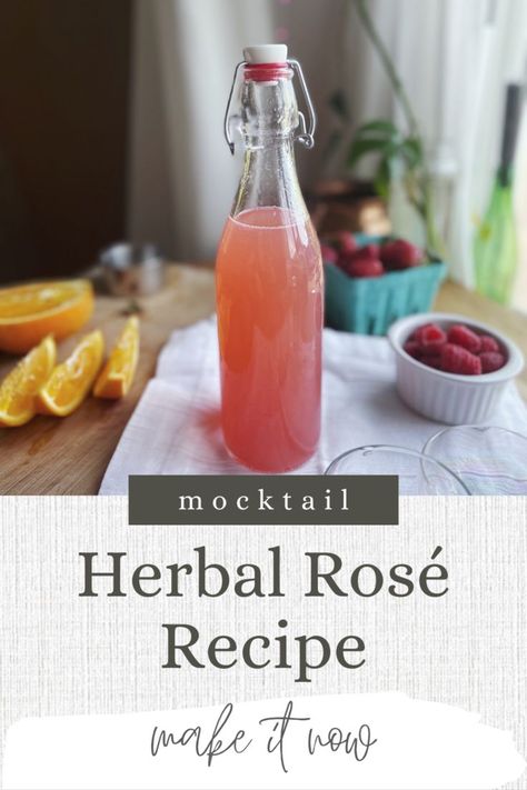 Apothekary Wine Down Recipes, Witchy Drinks Non Alcoholic, Wine Mocktail Recipe, Diy Non Alcoholic Spirits, Rose Mocktail Recipe, Herb Infused Mocktails, Non Alcoholic Wedding Drinks, Herbal Mocktail Recipes, Cortisol Mocktail Recipe