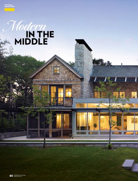 Modern New England Home, New England Home Exterior, House Exterior Cladding, England Architecture, Shingle House, Barn House Design, Shingle Style Homes, Stone Concrete, Cottage Exterior