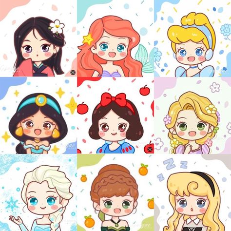 Cute Disney princesses in 2022 | Kartu lucu, Ilustrasi karakter, Gambar karakter disney Disney Princess Wallpaper Backgrounds, Disney Princess Doodles, Cute Disney Princesses, Cute Chibi Characters, Chibi Princess, Chibi Disney, Lindo Disney, Disney Doodles, Kawaii Princess