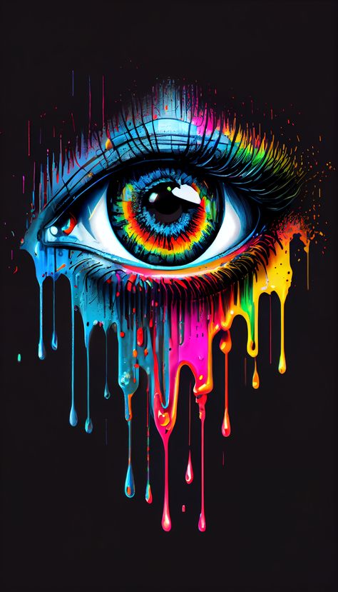 Dripping Paint, An Eye, Rainbow, Paint, Art