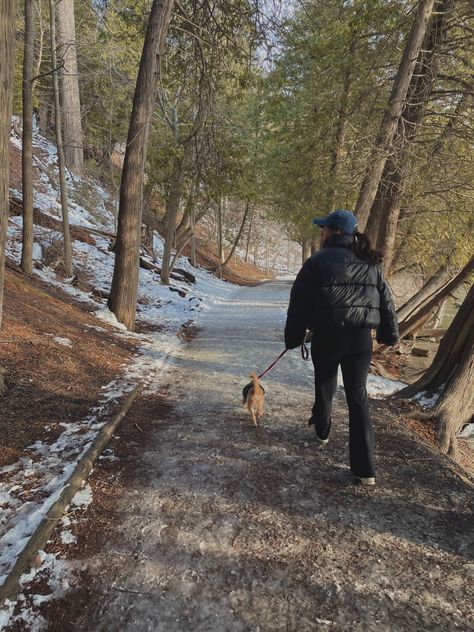 Walking In Winter Aesthetic, Morning Walk Outfit Winter, Snow Walk Aesthetic, 2024 Vision Board Walking, Winter Dog Walk Aesthetic, Walking Asthetic Pic, Winter Dog Walking Outfit, Winter Walks Aesthetic, Dog Walking Outfit Winter