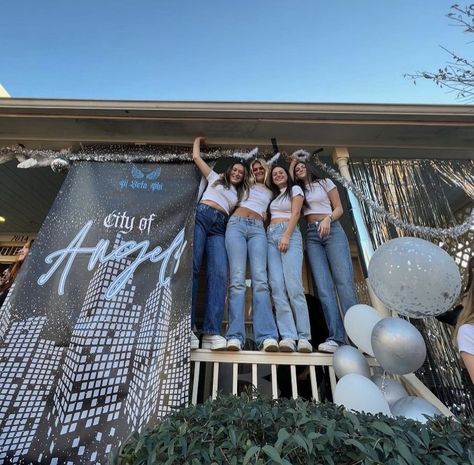 City Of Angels Bid Day, Calling All Angels, Sorority Themes, Recruitment Themes, Sorority Ideas, Pi Phi, Sorority Recruitment, City Of Angels, Bid Day