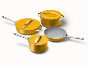 Colorful Cookware, Cookware Set Best, Ceramic Nonstick Cookware, Non Toxic Cookware, Marigold Color, Cookware Storage, Ceramic Cookware Set, Kitchen Cookware Sets, Nonstick Cookware Sets