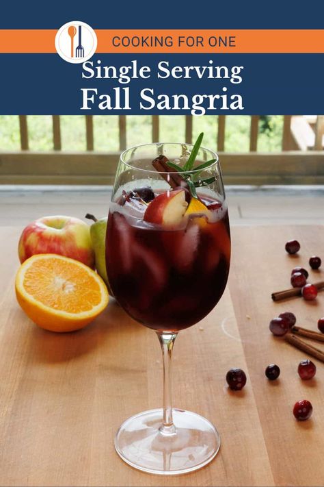 Sip the flavors of autumn with this single serving Fall Sangria recipe! Infused with brandy, triple sec, & a hint of cinnamon. | One Dish Kitchen Brandy Sangria, Fall Sangria Recipes, Fall Drink Recipes, One Dish Kitchen, Easy Meals For One, Pumpkin Delight, Fall Drink, Sangria Recipe, Single Serving Recipes