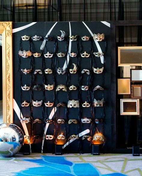 Behind the mask, the magic happens! 🎭✨ We had an absolute blast creating this stunning masquerade wall for the incredible Thrive 2024 event! Bringing the vision to life one detail at a time. Who’s ready to thrive with us? 💫

#masqueradeball #mask #masqueradetheme #masqueradedecor #goldandblack #blackandgold #silver #maskwall #custommaskwall #custommasks #mirrors #maskdecor #eventdecor #event #decor #customdecor #golddecor #blackdecor #whitedecor #elegantdecor #customtheme #custom Venetian Masquerade Ball Decorations, Masquerade Ball Color Palette, Masquerade Ball Party Decorations, Masquerade Prom Theme, Masquerade Photo Booth, Masquerade Ball Theme, Masquerade Party Ideas, Hoco Decor, Masquerade Formal