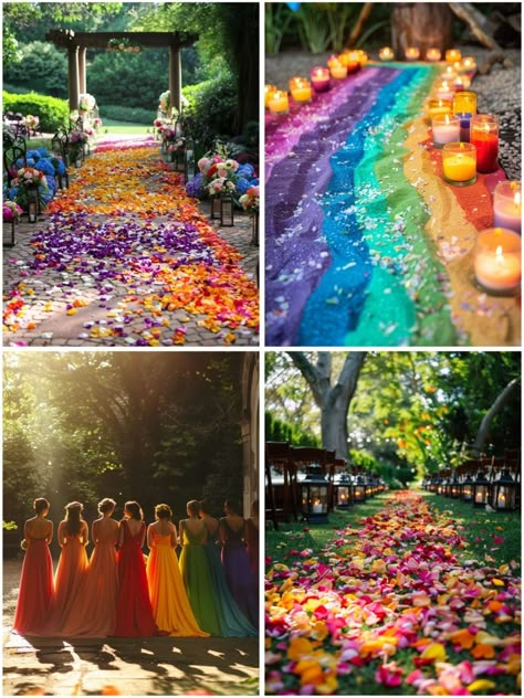 Rainbow Theme Wedding, Pride Wedding Ideas, Rainbow Wedding Decorations, Rainbow Wedding Theme, Rainbow Wedding Cake, Rainbow Wedding, Wedding Theme Ideas, Rainbow Theme, Rainbow Cake