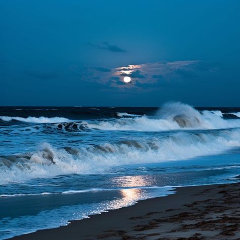 Waves On Beach, Morning Ocean, Ocean Waves Photography, Moon Beach, Sea Storm, Waves Photography, Crochet Aesthetic, Seascape Photography, Beach At Night