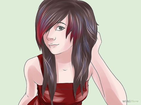 for me for later. emo hair how to Scene Hair Tutorial, Emo Hair Color, Scene Hair Bangs, Emo Bangs, Medium Scene Hair, Curly Scene Hair, Scene Haircuts, Red Scene Hair, Long Scene Hair