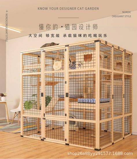 Cat cage cat villa large indoor large free space pet shop cat boarding cabinet|Cat Crates & Cages| - AliExpress Cat Crate, Cat Cage, Cat Patio, Cat Hotel, Outdoor Cat Enclosure, Cat House Diy, Outdoor Cat House, Pet Hotel, Cat Cages