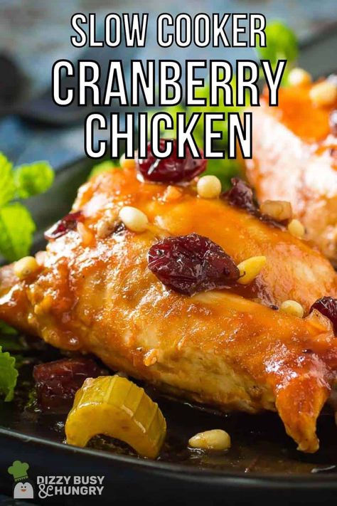 Slow Cooker Cranberry Chicken Recipe | Dizzy Busy and Hungry! Cranberry Sauce Crockpot, Crockpot Recipes Chicken, Chicken Breast Slow Cooker, Chicken Breast Crockpot Recipes, Crockpot Chicken Breast, Cranberry Chicken, Tangy Bbq Sauce, Cranberry Sauce Recipe, Plain Chicken