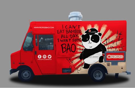 Asian Food Truck Design, Chinese Food Truck Design, Chinese Food Truck, Asian Food Truck, Ramen Food Truck, Japanese Food Truck, Bao Food, Food Truck Interior, Breakfast Food Truck