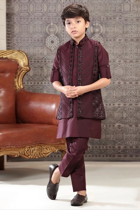 Maroon Silk Indowestern, Boys Indowestern Suit, Silk Indowestern for Boys, Maroon Embroidered Indowestern, Kids Ethnic Wear, Indian Boys Clothing, Formal Wear Indowestern, Party Wear Indowestern Suit, Wedding Guest Outfit, Traditional Indian Wear, Maroon and Gold Indowestern, Silk Fabric Indowestern, Handwork Indowestern, Boys Special Occasion Wear Boys Outfits For Wedding, Kids Party Wear Boys, Boys Kurta Style, Wedding Dress For Boys, Kids Sherwani, Traditional Dresses Indian, Gold Blouse Designs, Ethnic Wear For Boys, Boys Dresses