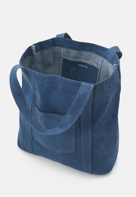 Denim Shopping Bag, Tote Bag Diy Pattern, Jean Tote Bag, Denim Bags From Jeans, Jeans Tote Bag, Tas Denim, Desain Tote Bag, Recycled Jeans Bag, Denim Bag Diy